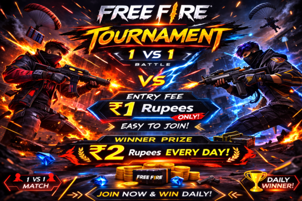 FREE FIRE TOURNAMENT 1VS1 ENTRY FEE 1 OWNER PRICE 2 RUPEES EVERYDAY