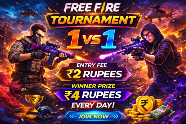 FREE FIRE TOURNAMENT 1VS1 ENTRY FEE 2 OWNER PRICE 4 RUPEES EVERYDAY