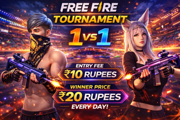 FREE FIRE TOURNAMENT 1VS1 ENTRY FEE 10 OWNER PRICE 20 RUPEES EVERYDAY