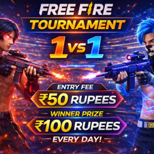 FREE FIRE TOURNAMENT 1VS1 ENTRY FEE 50 OWNER PRICE 100 RUPEES EVERYDAY