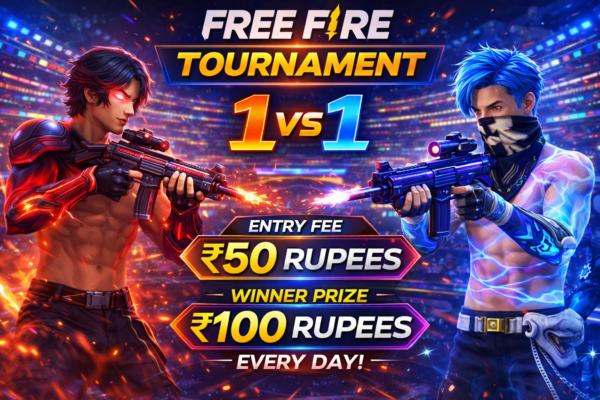 FREE FIRE TOURNAMENT 1VS1 ENTRY FEE 50 OWNER PRICE 100 RUPEES EVERYDAY